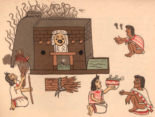 Codex_Magliabecchi_pg_065_Aztec_steam_bath_temezcalli